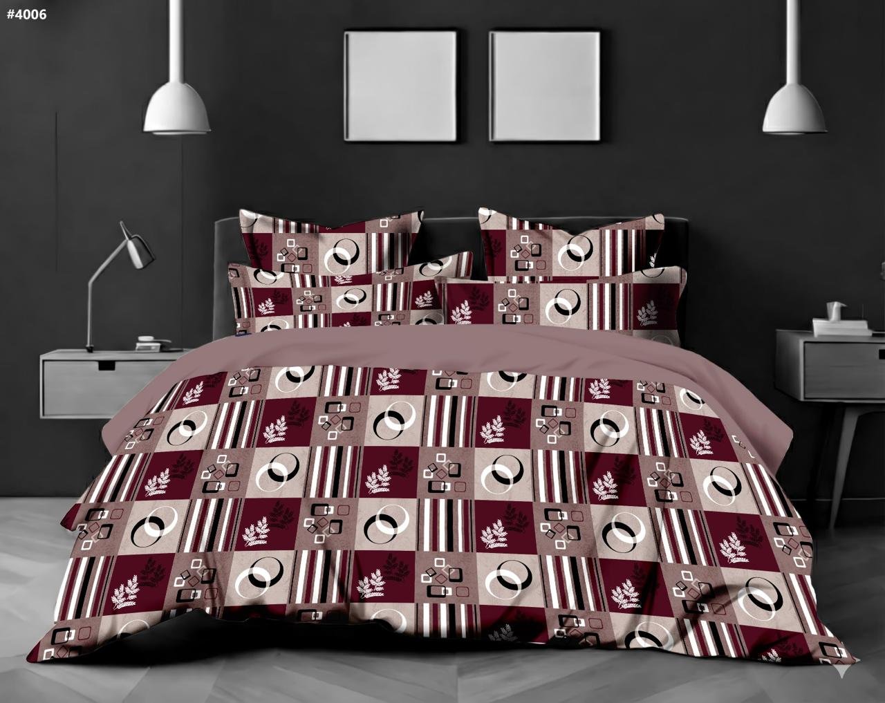 Burgundy Geometric Orbit Bedding Set